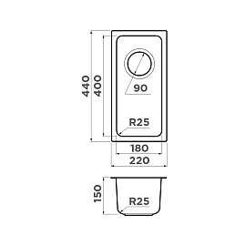 Размеры мойки Omoikiri Tadzava 22-U-I-IN 4993734