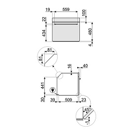 Размеры духовки Smeg SFP805PO