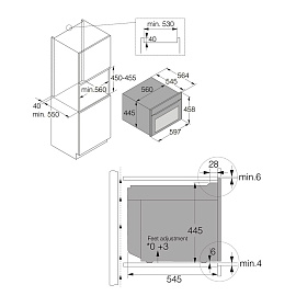Схема встраивания и размеры Asko OCS64GSH