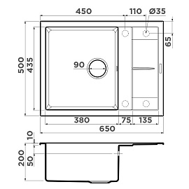 Размеры мойки Omoikiri Sumi 65-CH шампань 4993677