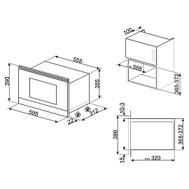 Схема встраивания и размеры Smeg MP122B3