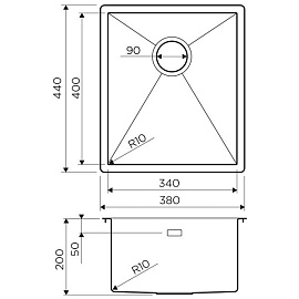 Размеры мойки Omoikiri Taki 38-U-IF-LG 4973092