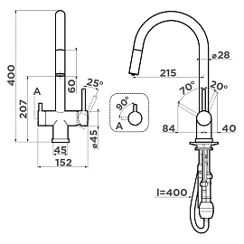 Размеры смесителя Omoikiri Akita-S-GB 4994359