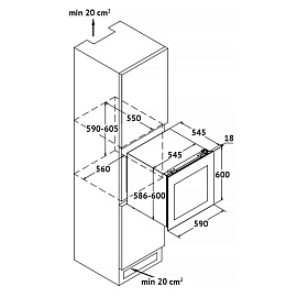 Схема встраивания и размеры Korting KFW 604 DB GXN