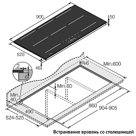 Схема встраивания и размеры Asko HI5954FBG1