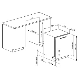 Схема встраивания и размеры Smeg ST211DS