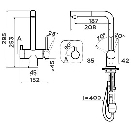 Размеры смесителя Omoikiri Takamatsu S-BN 4994346