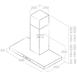 Размеры вытяжки Elica Spot Plus IX 60