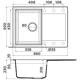 Размеры мойки Omoikiri Sakaime 68-PL платина 4993193