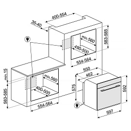 Схема встраивания и размеры Smeg SF6101TB3RU