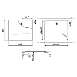 Размеры и схема встраивания Smeg SI2641DP