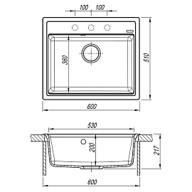 Размеры мойки Florentina Липси 600 антрацит