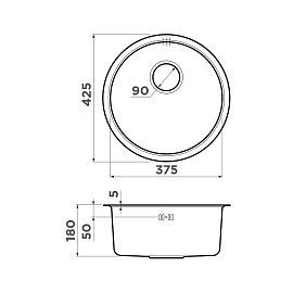 Размеры мойки Omoikiri Toya 42-U-IF-IN 4993186