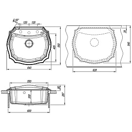 Размеры мойки Florentina ЭМИЛИЯ 640 шампань