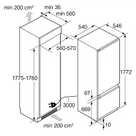 Схема встраивания и размеры Asko RBC276SND1