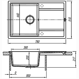Размеры мойки FLORENTINA ЛИПСИ 780 грей