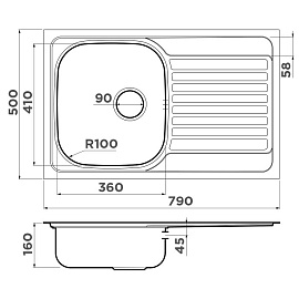 Размеры мойки Omoikiri Kashiogawa 79-IN 4993452