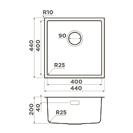 Размеры мойки Omoikiri Tadzava 44-U-I-IN Quadro 4993509