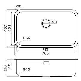 Размеры мойки Omoikiri Omi 76-U-I-IN 4993500