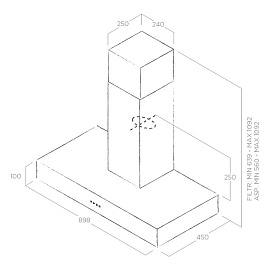 Размеры вытяжки Elica Spot Urban Zinc 90