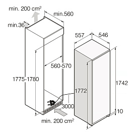 Схема встраивания и размеры Asko RBR576DNC1