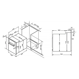 Схема встраивания и размеры Evelux EO 430 PB