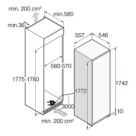 Схема встраивания и размеры Asko RBF276DND1