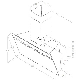 Размеры вытяжки Elica Majestic Wh 60