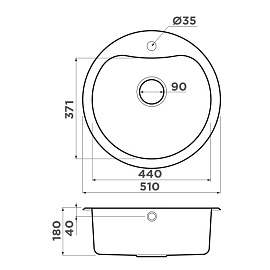 Размеры мойки Omoikiri Saroma 51-IN 4993007