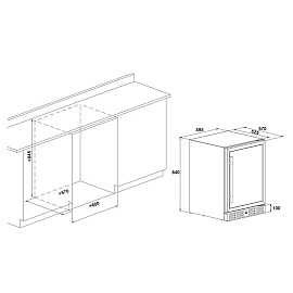 Схема встраивания и размеры Mayvel MV46-KBT2