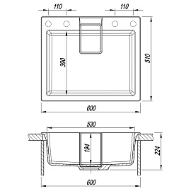 Размеры мойки Florentina Ривьера 600 антрацит