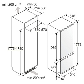 Схема встраивания и размеры Asko RF31831I