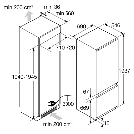 Схема встраивания и размеры Asko RBC597SND1