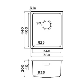 Размеры мойки Omoikiri Tadzava 38-U-I-IN 4993077