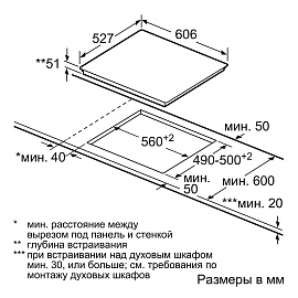 Схема встраивания и размеры Bosch PXX675DV1E